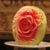 edible fruit carving and chocolate fountain