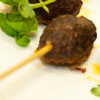 lamb kofta fritters with roasted pepper tapenade