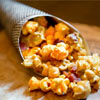 maple-bacon caramel crisp with aged cheddar corn & candied bacon crumble