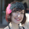 1920's black and pink feathered headpiece with silver stones