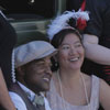 Party guests dressed in 1920's outfits