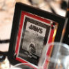 Black and white movie posters used as numbered table cards