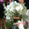 All white bouquet with white roses and baby's-breath 